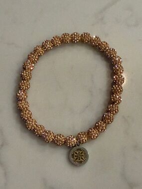 Rustic Cuff Rose Gold Beaded Charm Bracelet - Women Jewelry